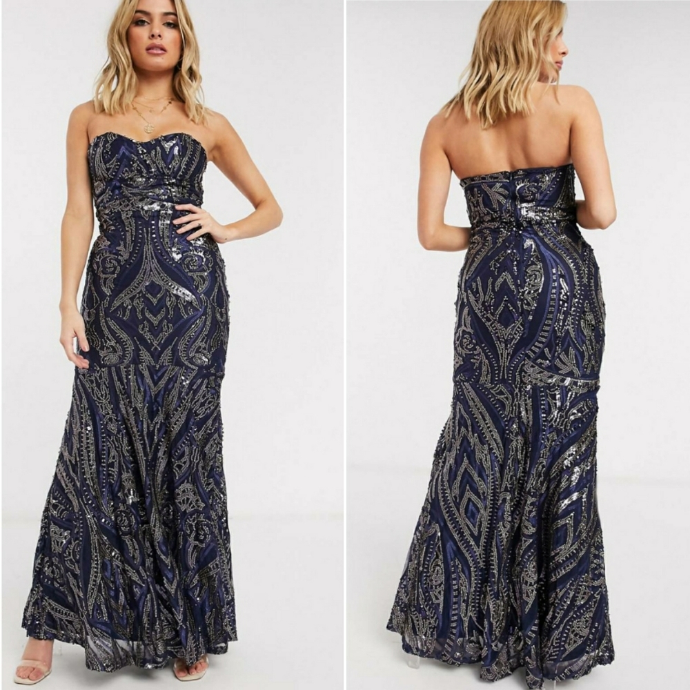⭐NWT⭐Asos - Club L Sequin Fishtail Gown SIZE 6